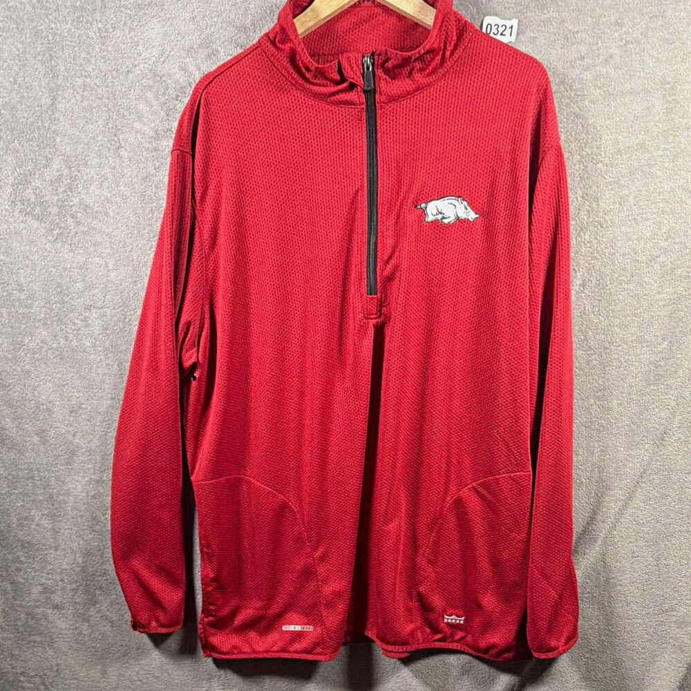 Franchise Club Arkansas Razorbacks NCAA 1/4 Zip Pullover Red Size 2XL
